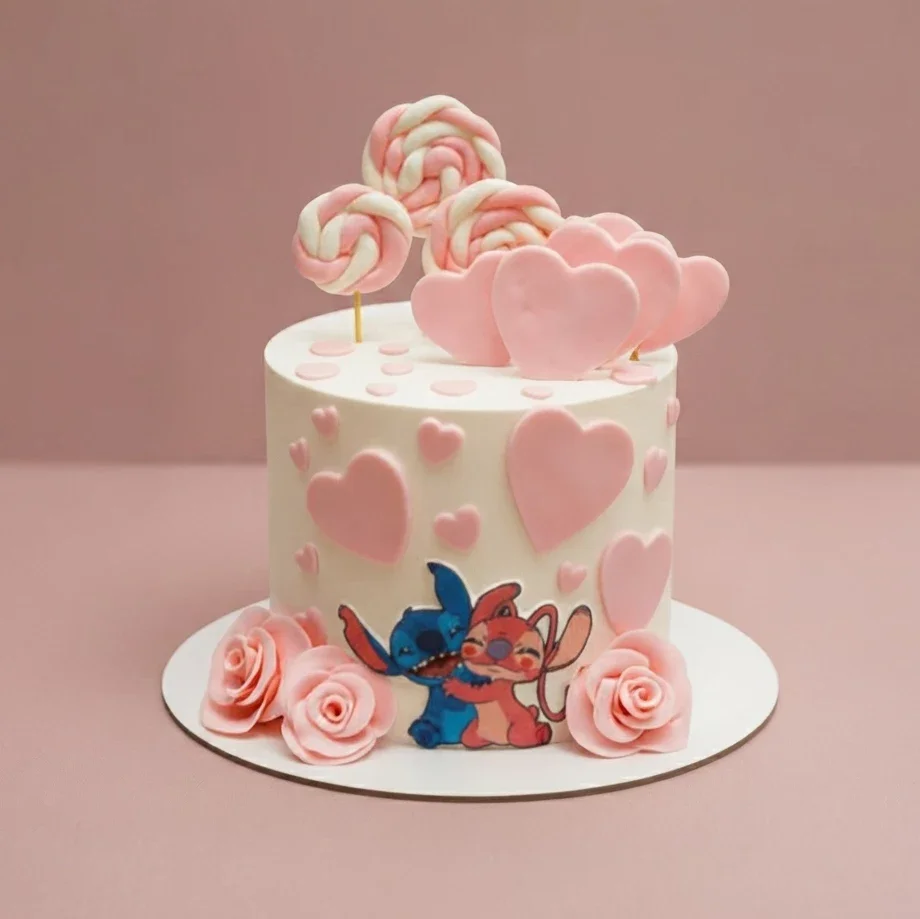 Stitch and Angel Themed Cake