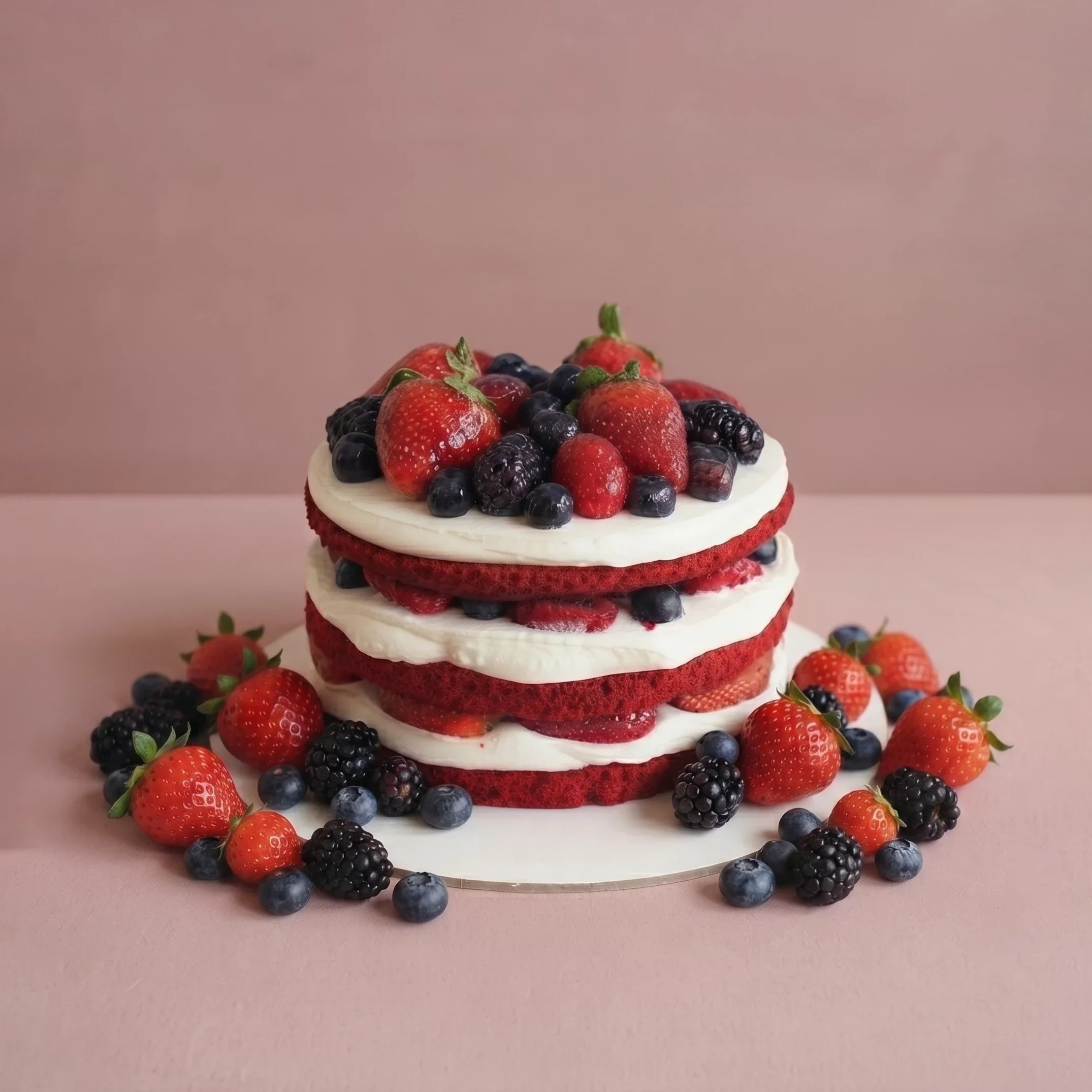 Berries Red Velvet Cake