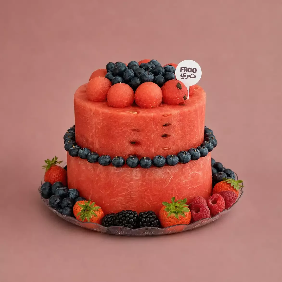 Watermelon cake with berries